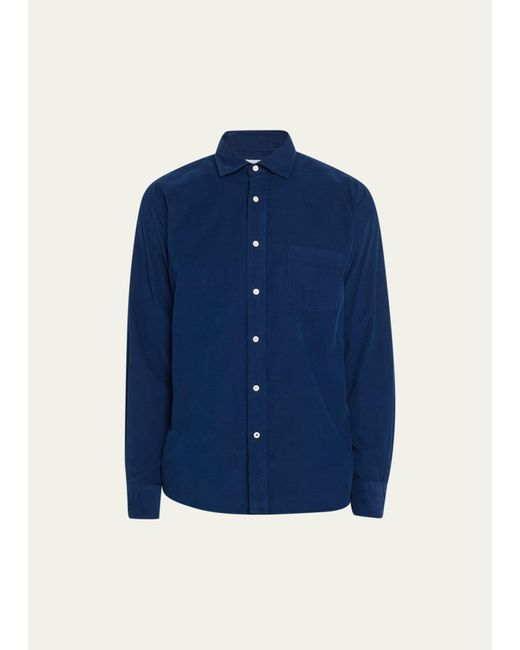 Hartford Blue Paul Fine-wale Corduroy Shirt for men