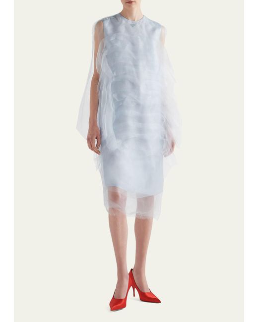 Prada White Sleeveless Technical Voile Dress