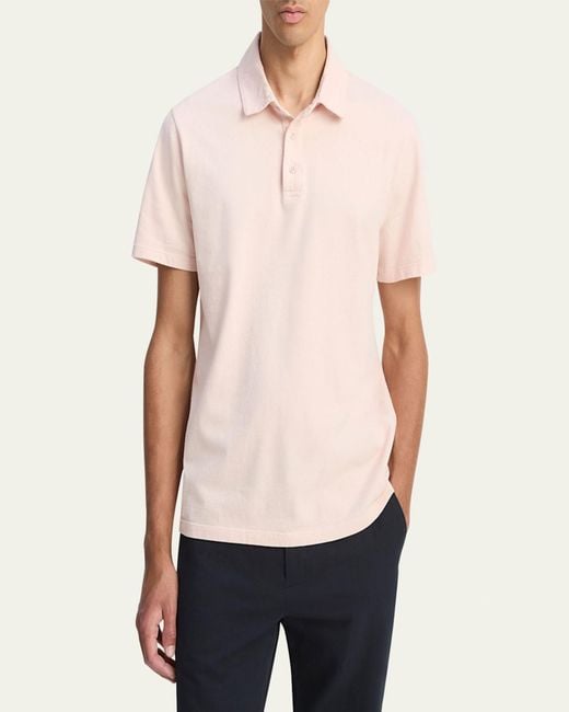 Vince Pink Garment-Dyed Polo Shirt for men