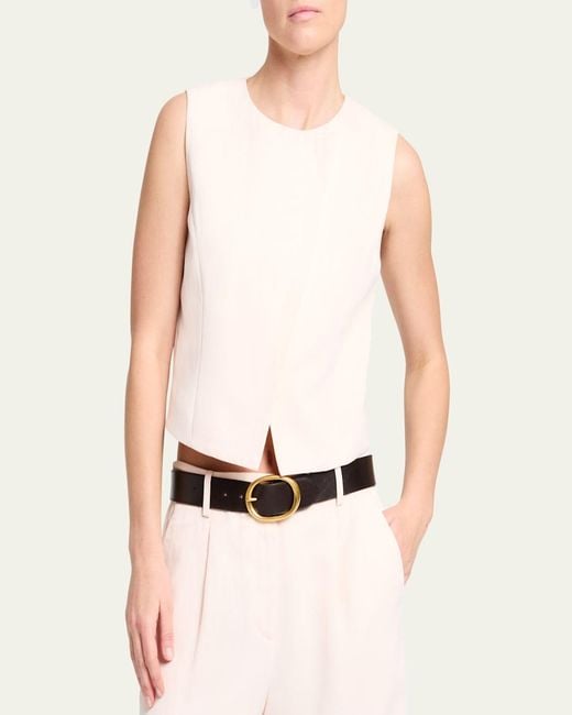 Twp Natural High-Neck Hidden Placket Vest