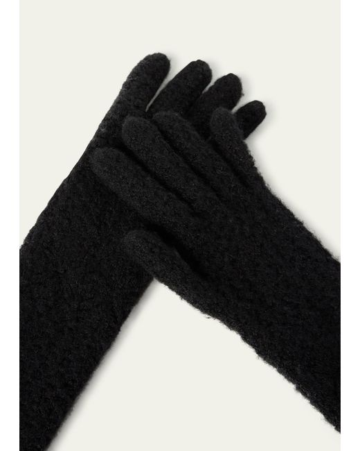 Loro Piana Black Long Knit Cashmere Gloves