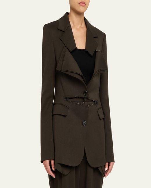 Monse Black Slashed Single-Breasted Blazer Jacket
