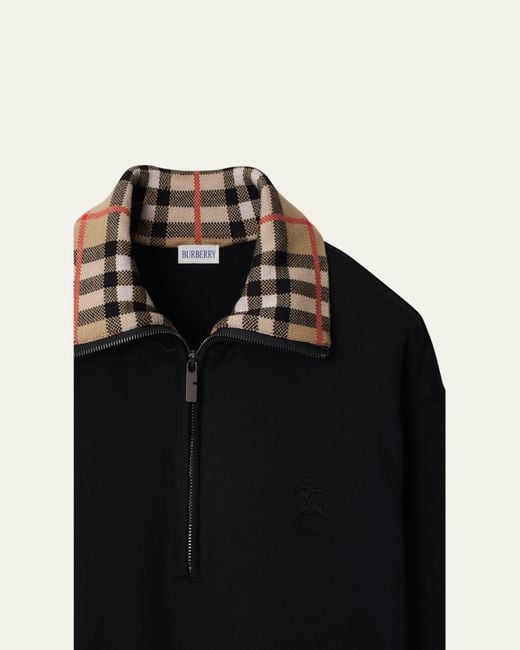 BURBERRY GOLF half zip sweatshirt ノバチェック Burberry Check-Collar Quarter-Zip Sweater in Black for Men