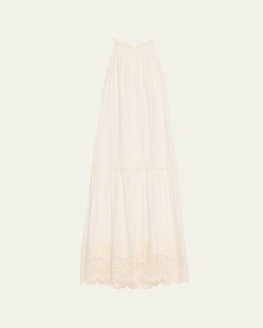 Kobi Halperin Natural Teri Lace-Trim Halter Maxi Dress