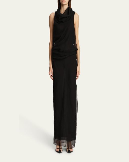 Khaite Black Jeanty Long Silk Gauze Dress