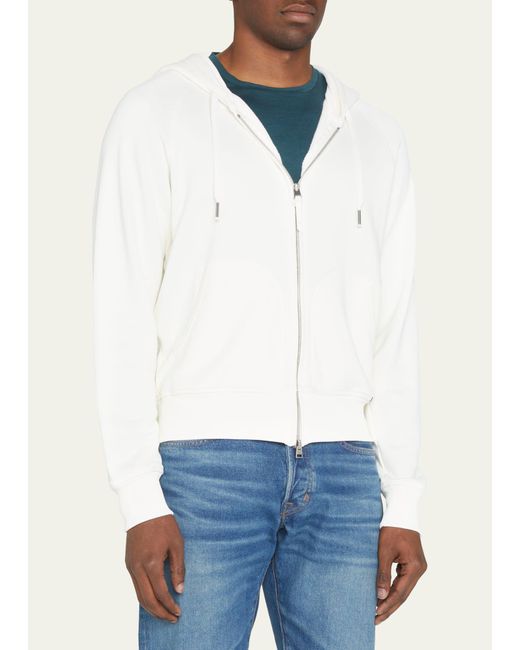 Tom Ford Natural Solid Hooded Zip Sweater for men