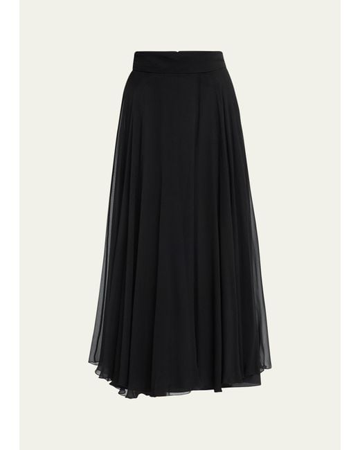 Dolce & Gabbana Black Seta Sheer Chiffon Midi Skirt