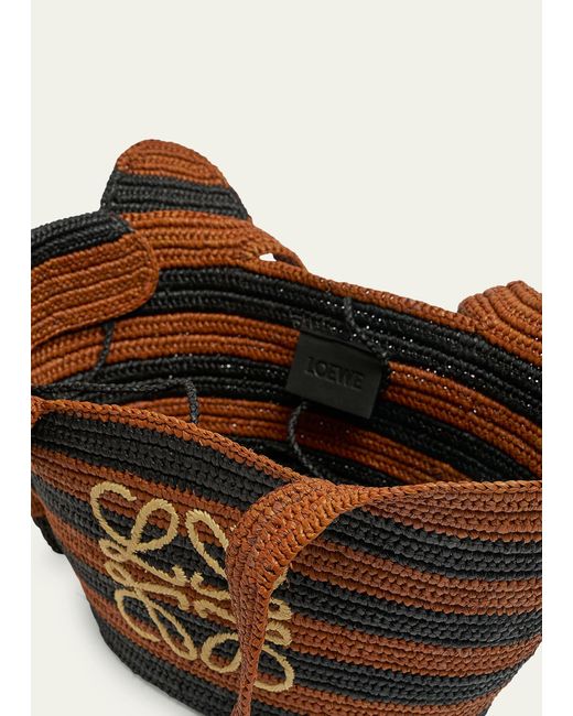 Loewe Natural Small Elephant Basket Bag In Striped Raffia