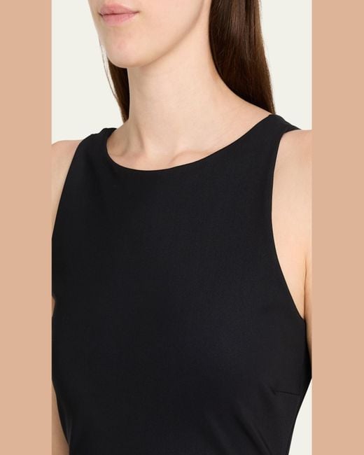 La Petite Robe Di Chiara Boni Blue Eman Sleeveless Draped Column Gown
