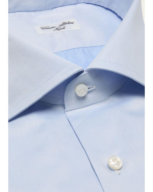 Cesare Attolini Blue Cotton Dress Shirt for men