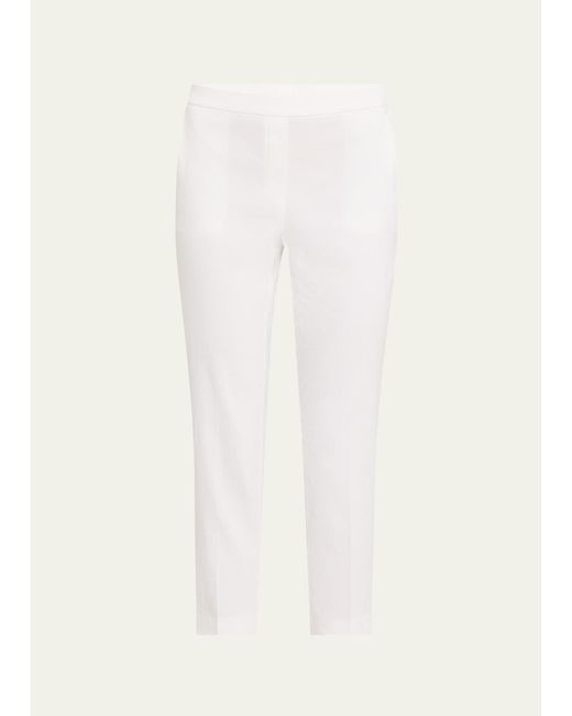 Theory White Treeca Cropped Slim Pull-On Pants