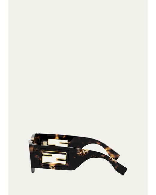 Fendi Natural Baguette Logo Acetate Oval Sunglasses