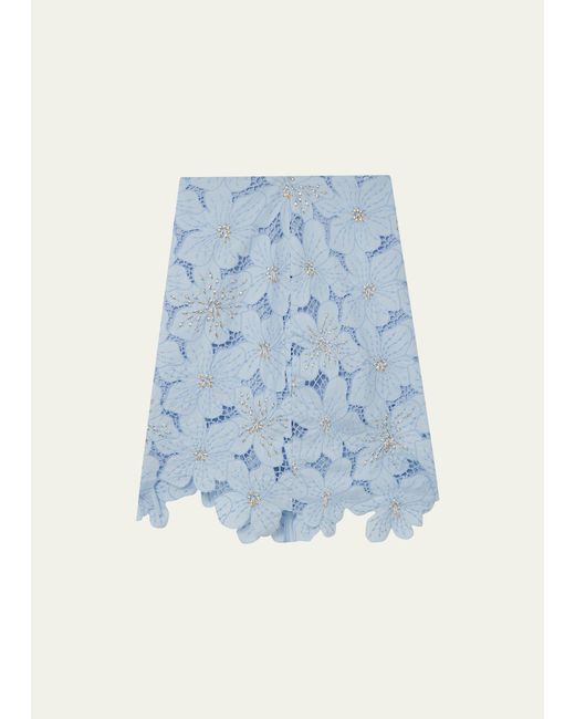 Wales Bonner Blue Constellation Beaded Floral Applique Skirt