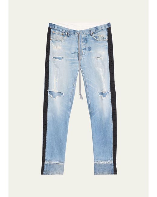 Greg Lauren Blue Rip Repair Straight-leg Lounge Jeans for men