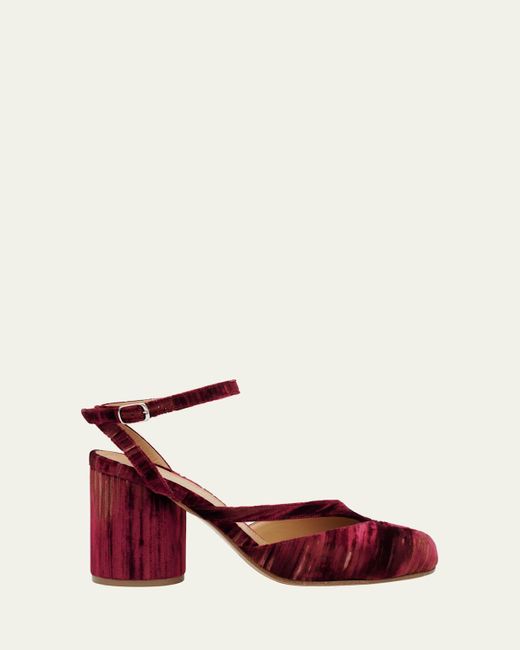 Maison Margiela Red Tabi Velvet Split-Toe Pumps