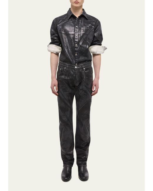 Helmut Lang Black Low-rise Metallic Foil Denim Relaxed-leg Jeans for men