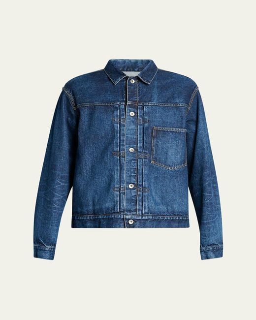 Sacai Blue Beyondexx Denim Hybrid Chore Jacket for men