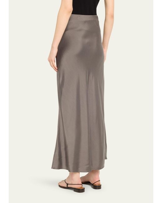 St. Agni Gray Silk Bias Maxi Skirt