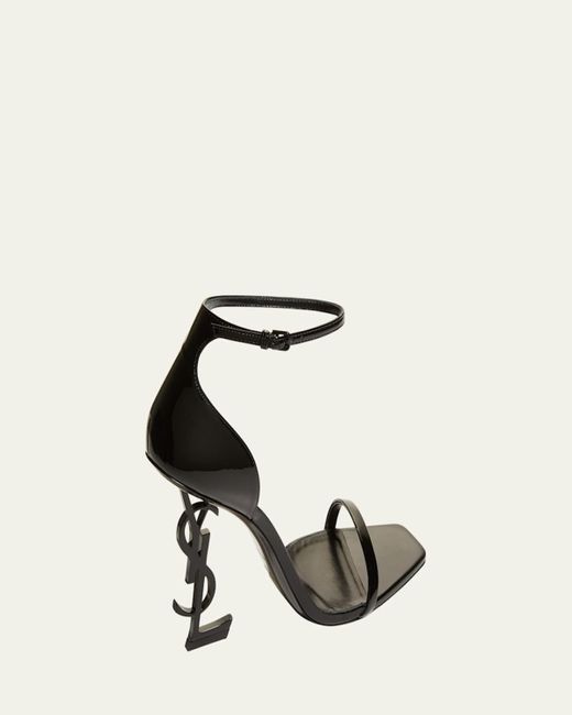 Saint Laurent White 110Mm Opyum Ysl Patent Leather Sandals With Hardware
