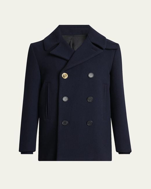 Givenchy Men's Blue Double-Face Wool Peacoat