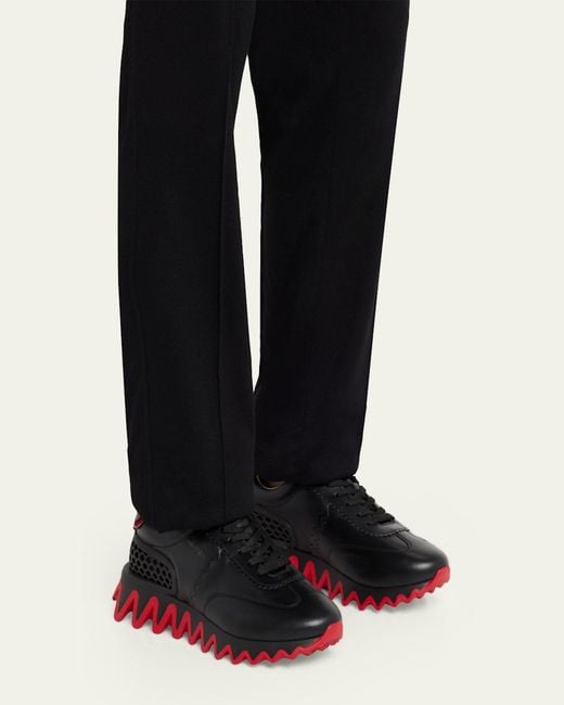 Christian Louboutin White Loubishark Flat Leather-Sole Runner Sneakers for men