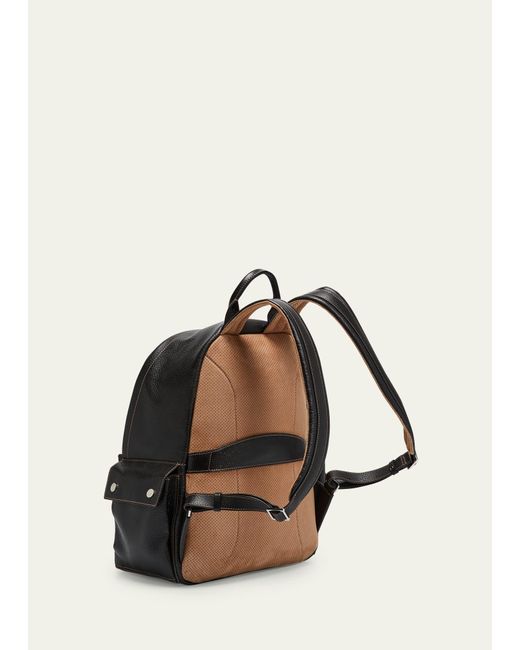 Brunello Cucinelli Black Grained Leather Backpack for men
