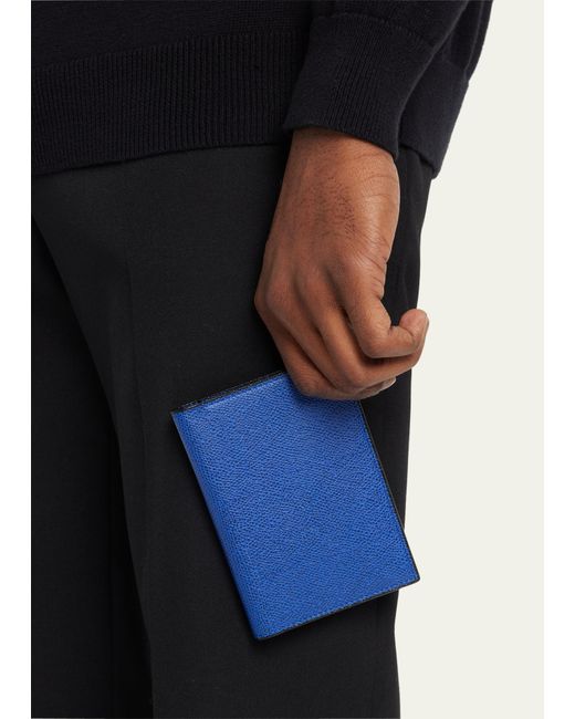 Valextra Blue Leather Passport Holder for men