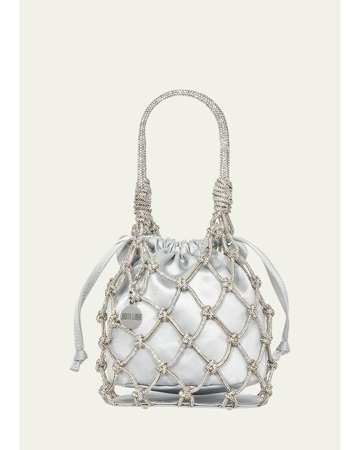 Judith Leiber White Sparkle Crystal Net Top-handle Bag