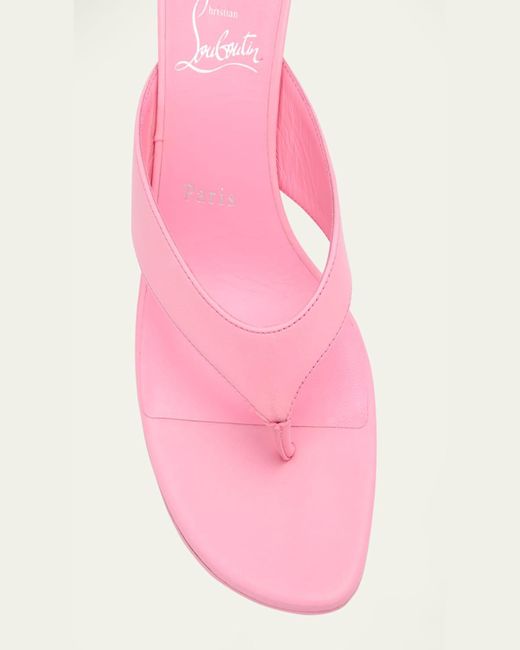 Christian Louboutin Pink Leather Thong Sole Slide Sandals