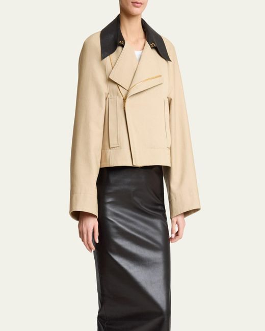 Givenchy Natural Leather Collar Zip Cocoon Jacket