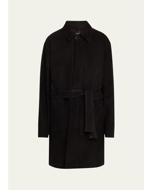 Setchu Black Reversible Suede Leather Belted Coat