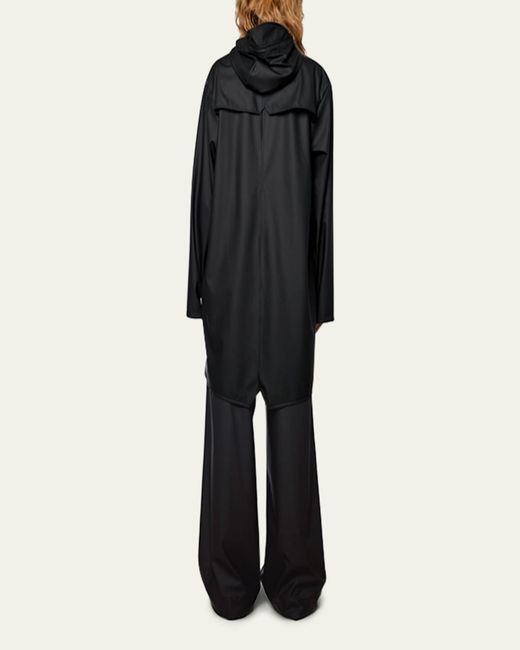 Rains Black Long Snap-Front Jacket