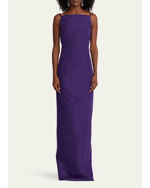 Ralph Lauren Collection Purple Krystina Straight-neck Column Evening Dress