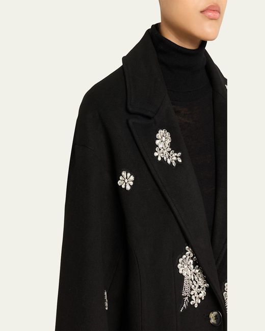 Cinq À Sept Gray Gravis Crystal Ivy Mid-Length Coat