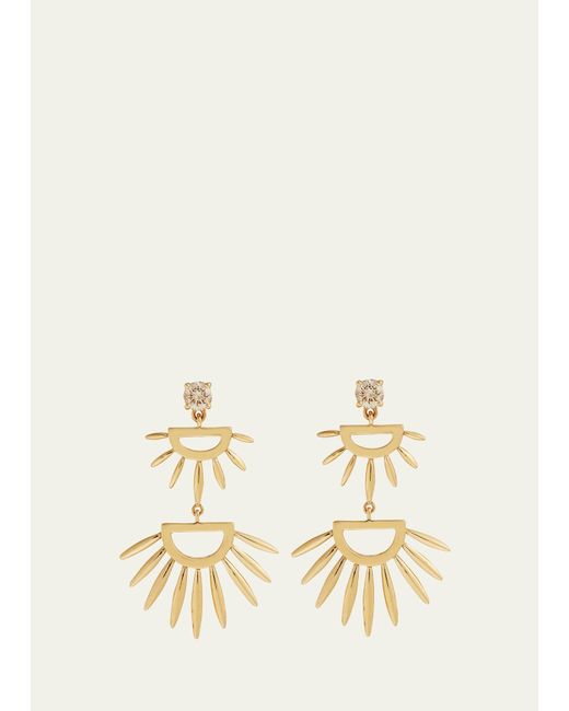 Ileana Makri Natural 18k Yellow Gold Grass Palm Earrings With Diamonds