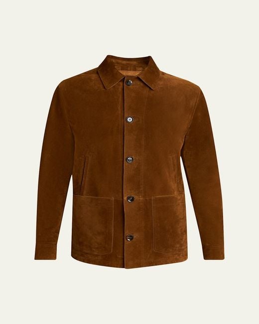 Brioni Brown Suede Desert Jacket for men