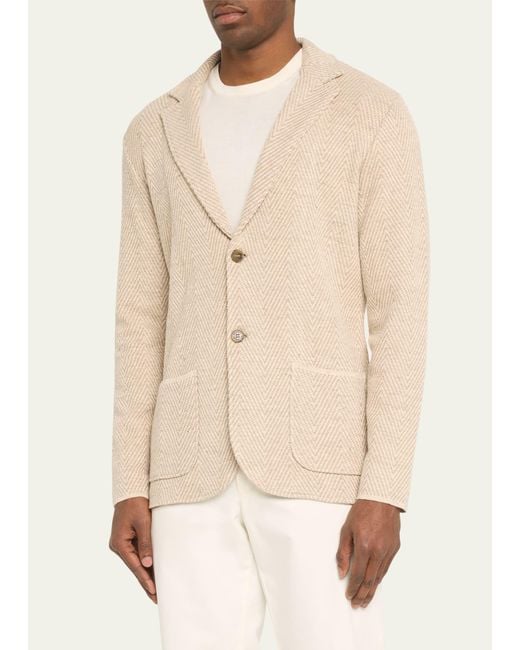 Baldassari Natural Two-tone Herringbone Sweater Jacket for men