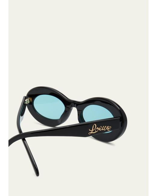 Loewe Natural Curvy Logo Acetate Oval Sunglasses