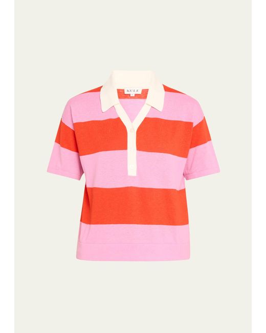 Kule Pink The Buell Short-sleeve Striped Polo Shirt
