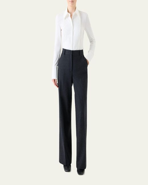 Akris Punto White Mixed-Media Fringed Button-Down Blouse