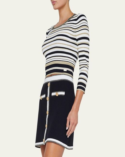 L'Agence Multicolor Yukio Sparkly Stripe Crop Top