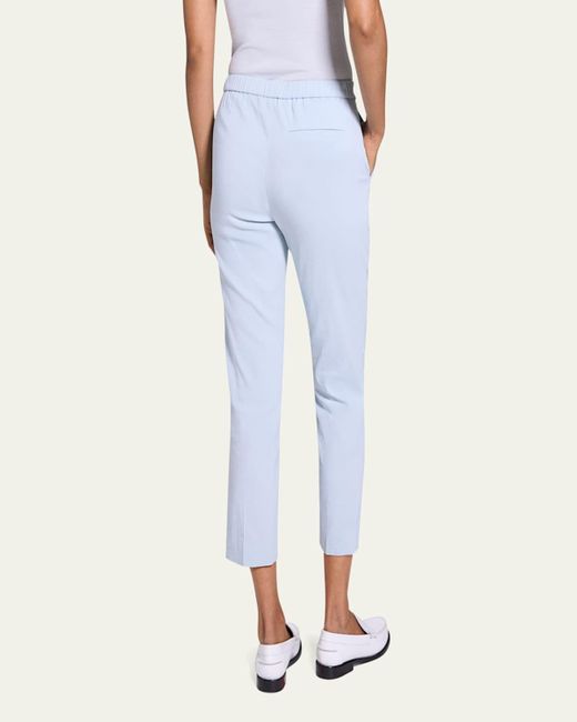 Theory White Treeca Good Linen Cropped Pull-On Ankle Pants