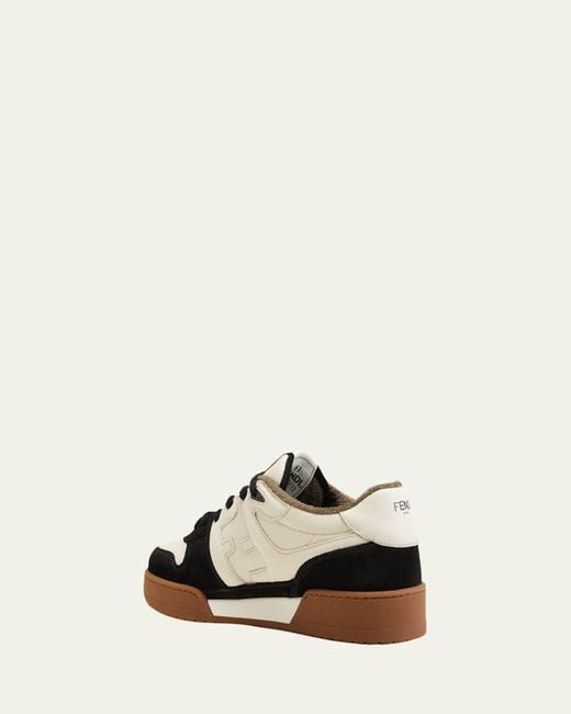 Fendi Natural Match Leather Ff-Logo Low-Top Sneakers for men