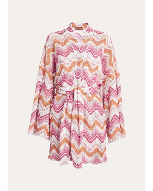 Missoni Pink Microshaded Zig-zag Kimono Coverup