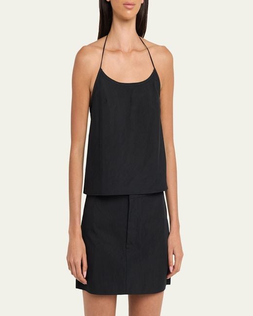 Still Here Black Toggle Halter Tank Top