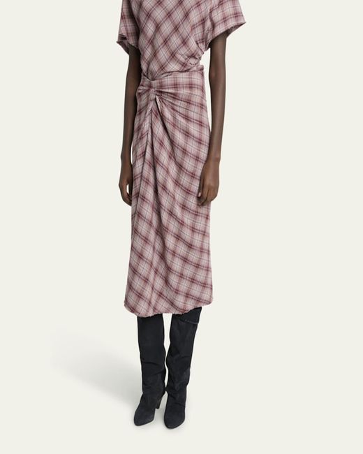 Isabel Marant Pink Nicole Plaid Midi Skirt