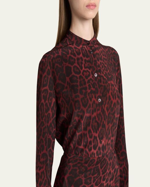 Stella McCartney Brown Ava Henley Leopard Print Blouse
