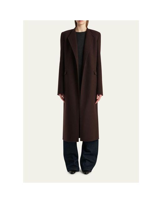 Khaite Black Jelson Double-Face Wool Wrap Coat