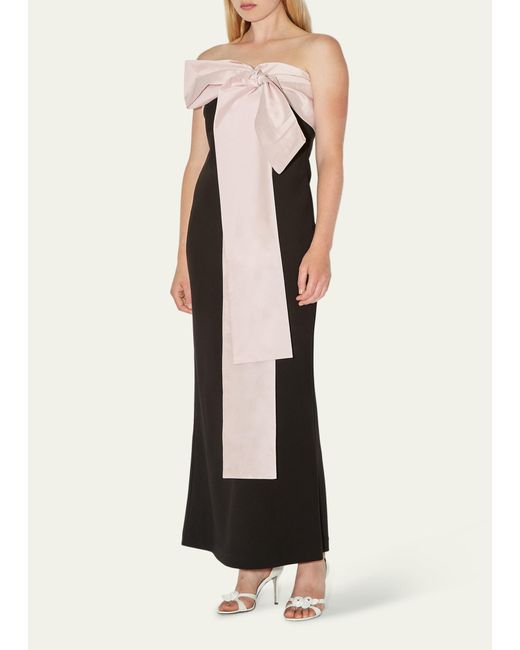 BERNADETTE White Strapless Dress With Contrast Bow