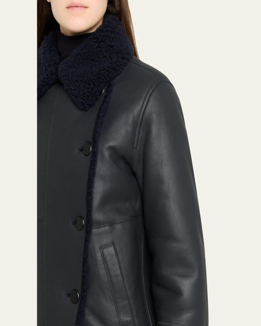 Akris Blue Arno Lamb Shearling Jacket